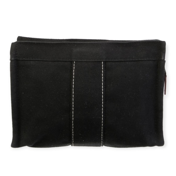 HERMÈS Cosmetic Pouch Toile Fourre-Tout Make Up Bag Black Canvas - Picture 2 of 6
